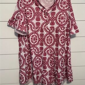 White and Red Short Sleeve Graphic Polo T-Shirt